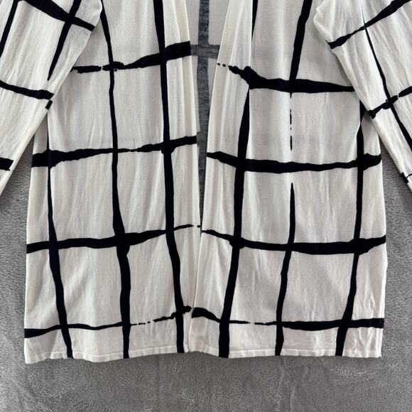 Chicos Cardigan Women 3 XL/16 White Black Abstract Long Open Front Long Sleeve - Picture 4 of 13